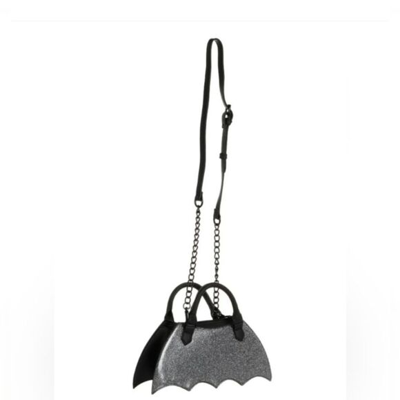 Betsey Johnson Silver Glitter SPARKLE BAT Halloween Top Handle CROSSBODY Bag NWT - Picture 3 of 6